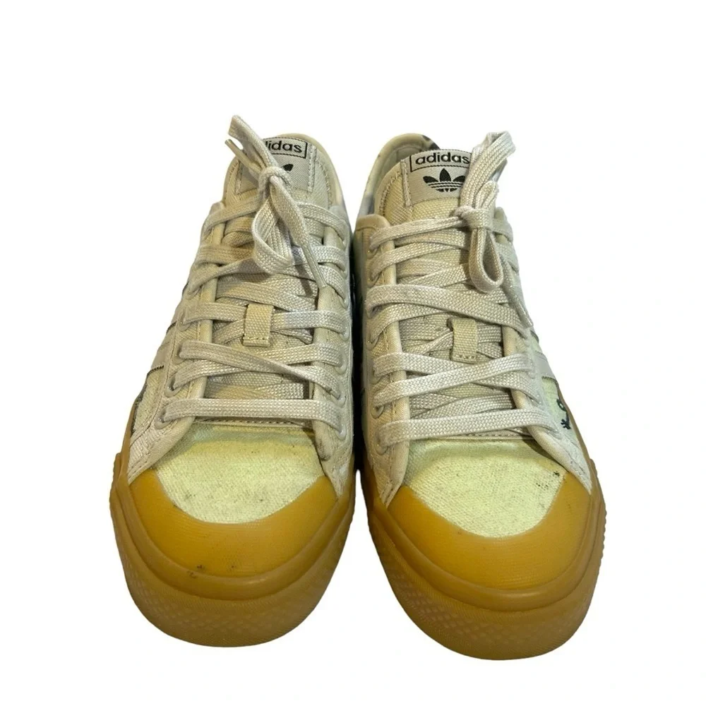 Adidas Nizza Platform Shoes Rare Unique Lemony Cream Color w/ Music Graphics